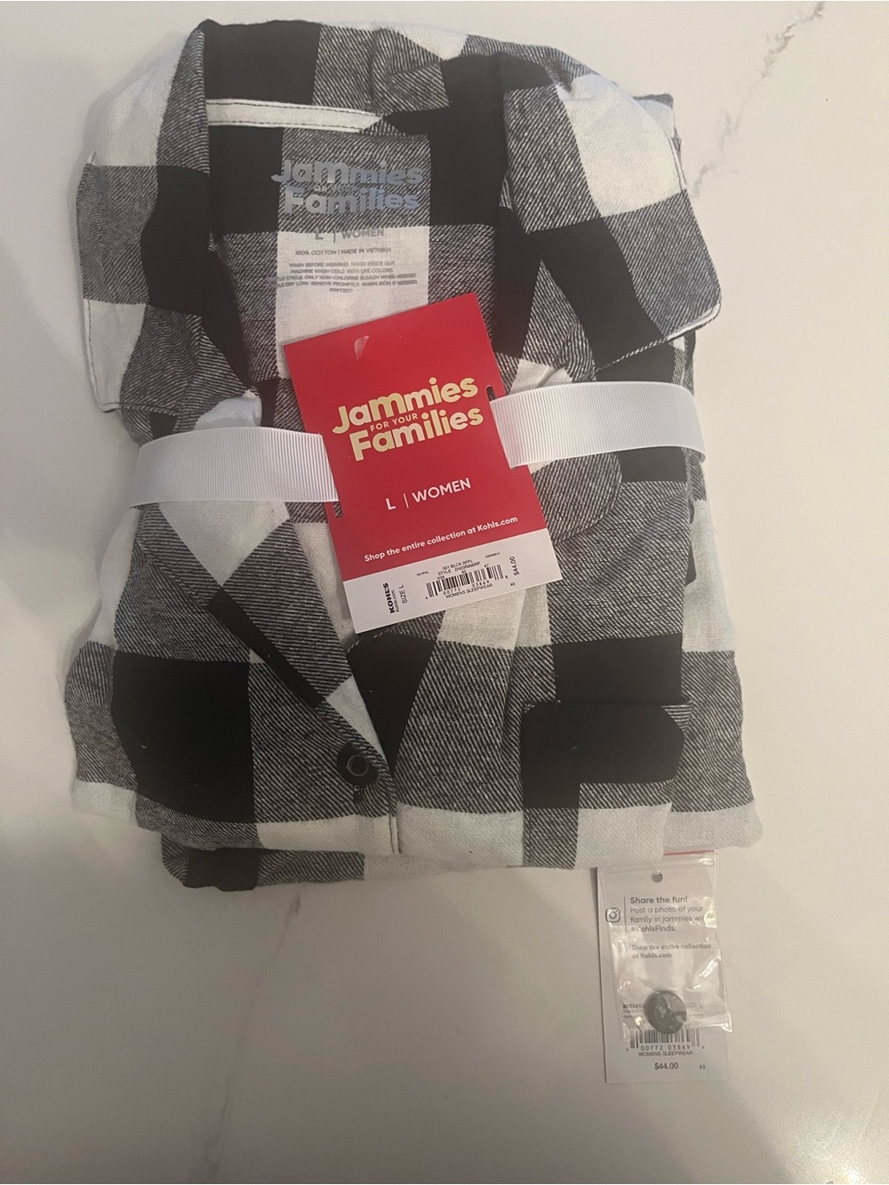 Jammie’s for your Families Black & White Plaid set for women